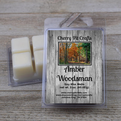 Amber Woodsman Soy Wax Melts - Get A Whiff @ Cherry Pit Crafts