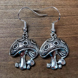 Silver Mushroom Earrings