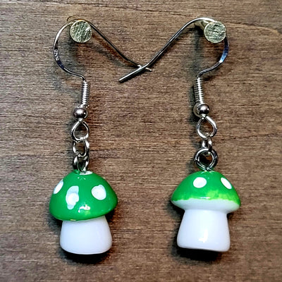 Green Mushroom Earrings