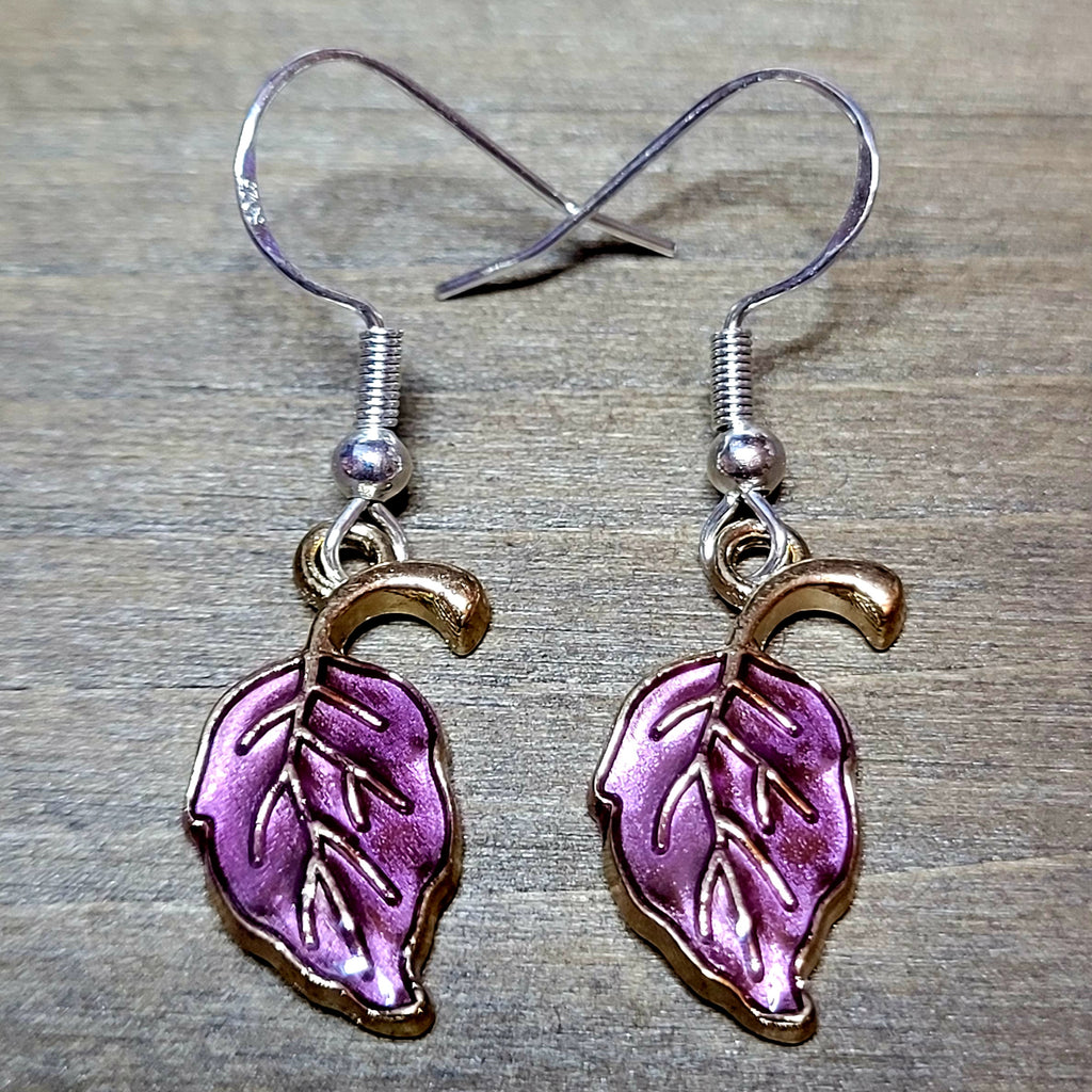 Fall Leaf Earrings - Purple