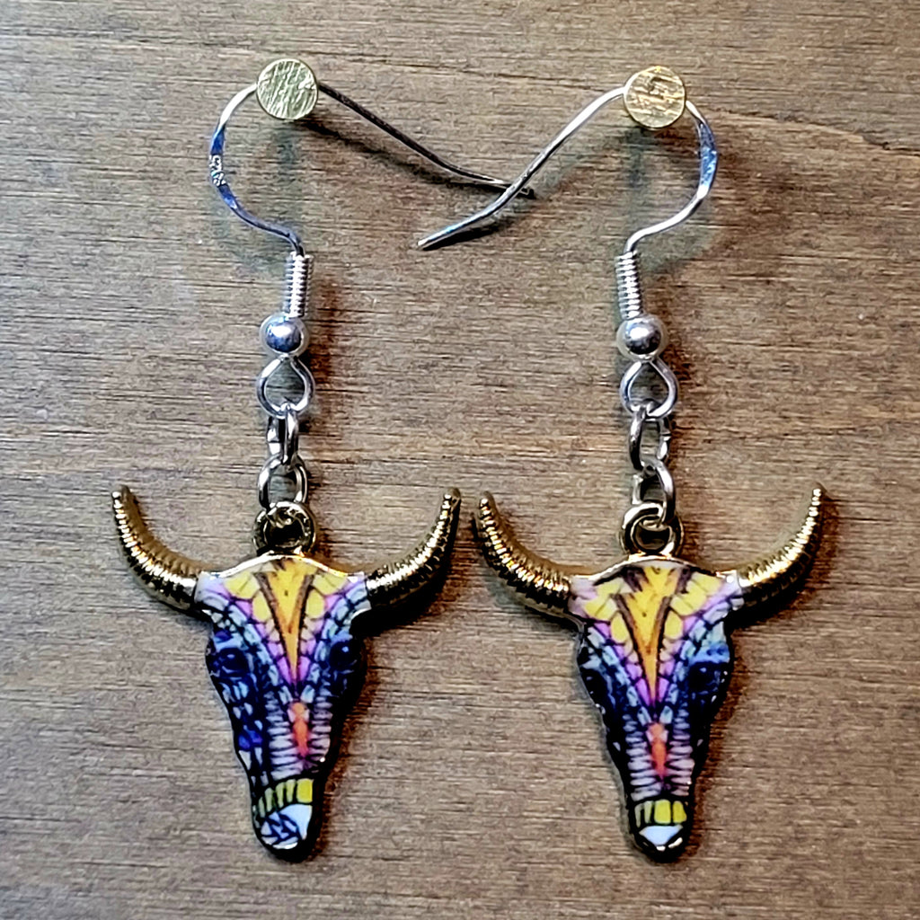 Printed Bull Head Earrings