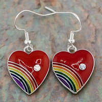 Rainbow Heart Dangle Earrings