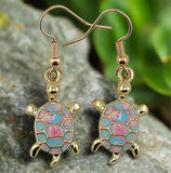 Floral Pattern Back Turtle Earrings