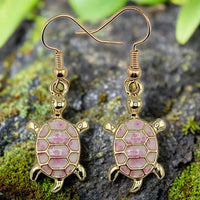 Floral Pattern Back Turtle Earrings