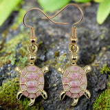 Floral Pattern Back Turtle Earrings