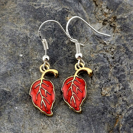 Fall Leaf Earrings - Red