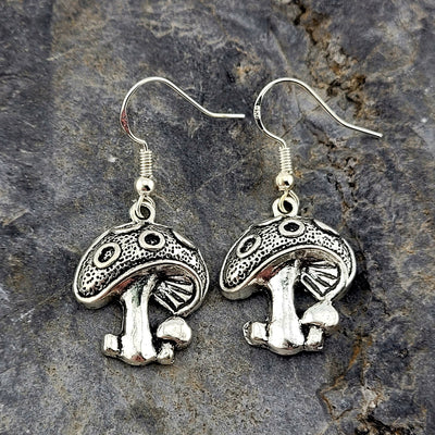 Silver Mushroom Earrings