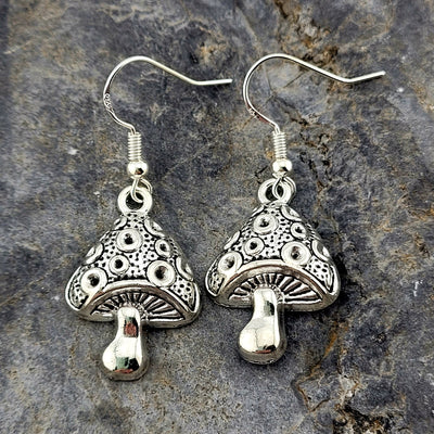 Silver Mushroom Earrings