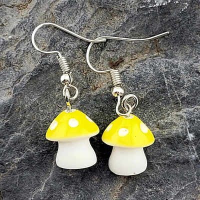 Yellow Mushroom Earrings