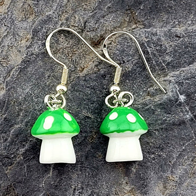 Green Mushroom Earrings