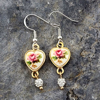 Vintage Style Heart Earrings Stud - Clip On - Ear Wire