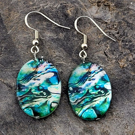Green & Black Oval Shell Bead Earrings