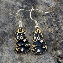 Black and White Cute Cat Earrings