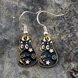 Black and White Cute Cat Earrings