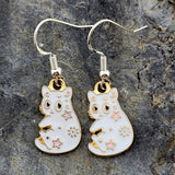 Black and White Cute Cat Earrings