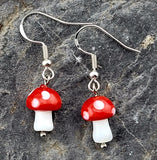 Red Glass Mushroom Earrings
