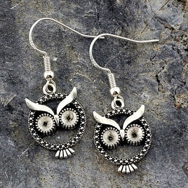 Silver Owl Earrings