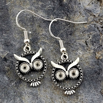 Silver Owl Earrings