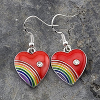Rainbow Heart Dangle Earrings