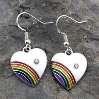 Rainbow Heart Dangle Earrings