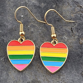 Rainbow Striped Heart Earrings
