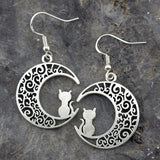 Cat in the Moon Earrings