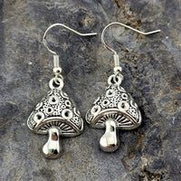 Silver Mushroom Earrings