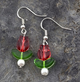 Glass Tulip Earrings