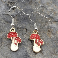 Red Mushroom Earrings Stud - Clip On - Ear Wire