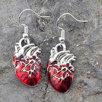Silver Plated Goth Heart Earrings