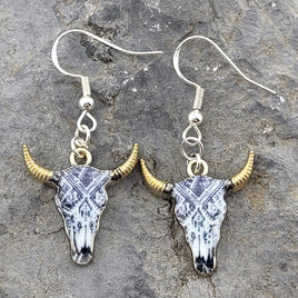 Printed Bull Head Earrings
