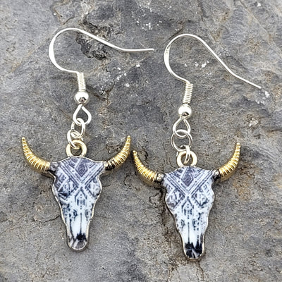 Printed Bull Head Earrings