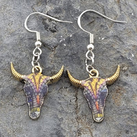Printed Bull Head Earrings