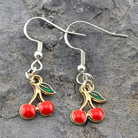 Cherry Earrings Stud - Clip On - Ear Wire