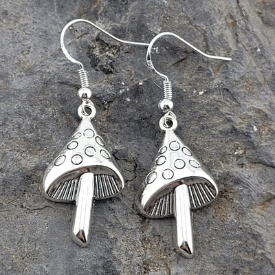 Silver Mushroom Earrings