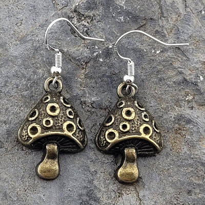Bronze Mushroom Earrings