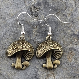 Bronze Mushroom Earrings