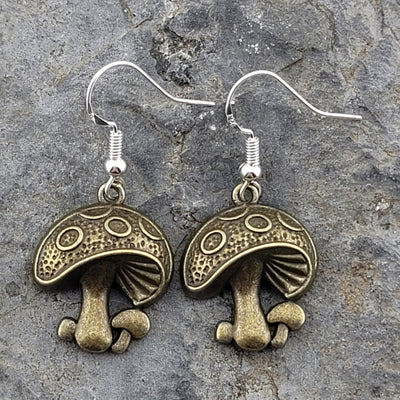 Bronze Mushroom Earrings