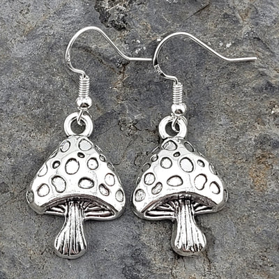 Silver Mushroom Earrings