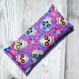 Cherry Pit Heating Pad -  Sugar Skulls on Purple