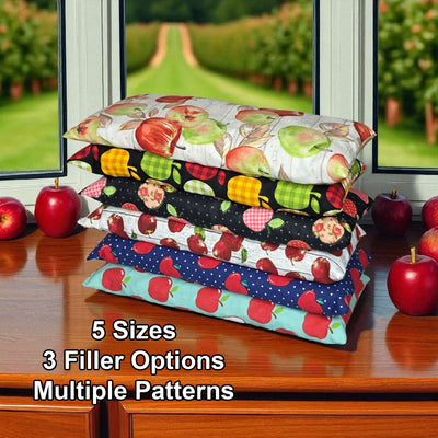 Heating Pad, Cherry Pits, Jasmine Rice, Crushed Walnut Shells, 5 sizes, Apple Patterns -  Microwaveable