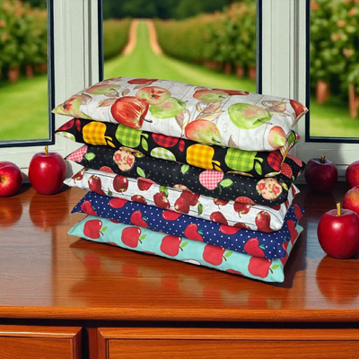 Heating Pad, Jasmine Rice, 5 sizes, Apple Patterns -  Microwaveable