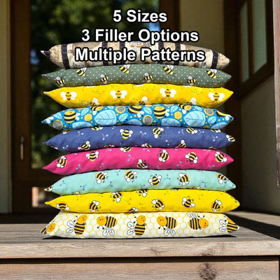 Heating Pad, Cherry Pits, Jasmine Rice, Crushed Walnut Shells, 5 sizes, Bee Patterns -  Microwaveable