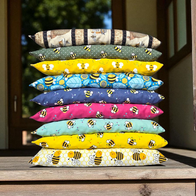 Heating Pad, Jasmine Rice, 5 sizes, Bee Patterns -  Microwaveable