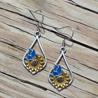 Blue Butterfly & Sunflower Earrings & Necklace