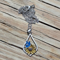 Blue Butterfly & Sunflower Earrings & Necklace