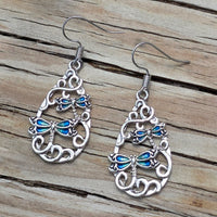 Blue Dragonflies Earrings & Necklace