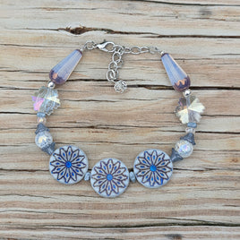 Blue Winter Frost Beaded Bracelet