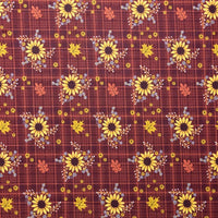 Burgundy Plaid Sunflowers Tote Bag