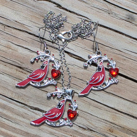 Cardinal Earrings & Necklace